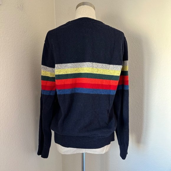 GAP Pullover Rib Knit Sweater Wool Blend Crew Neck Stripe Multicolor Sz M - Picture 4 of 6